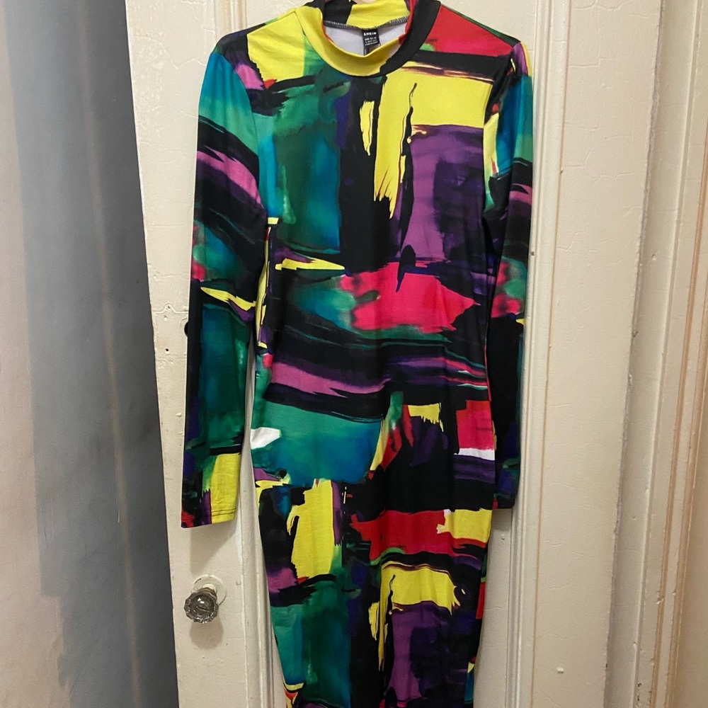 Colorblock midi dress